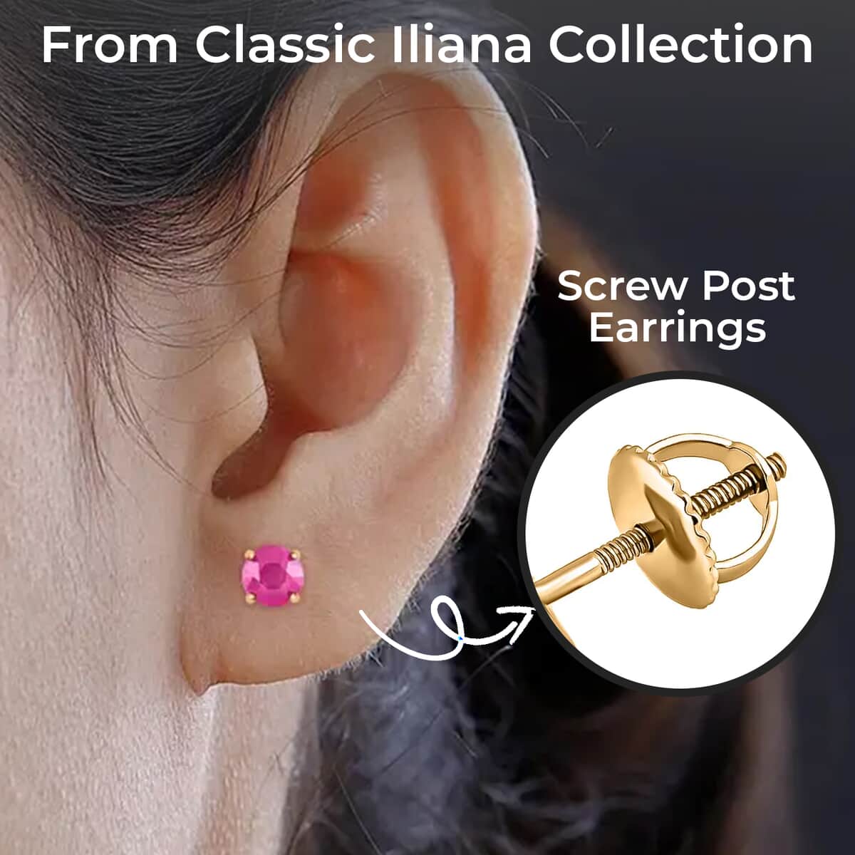 Iliana 18K Yellow Gold AAA Ruby Earrings, Gold Solitaire Earrings, Gold Studs, Weddings Gifts image number 2