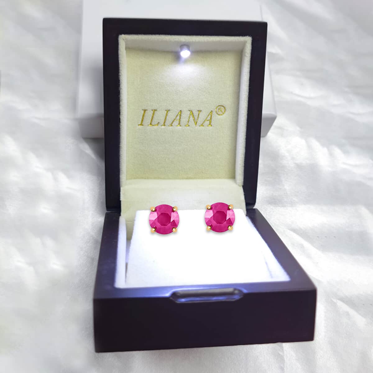 Iliana 18K Yellow Gold AAA Ruby Earrings, Gold Solitaire Earrings, Gold Studs, Weddings Gifts image number 6