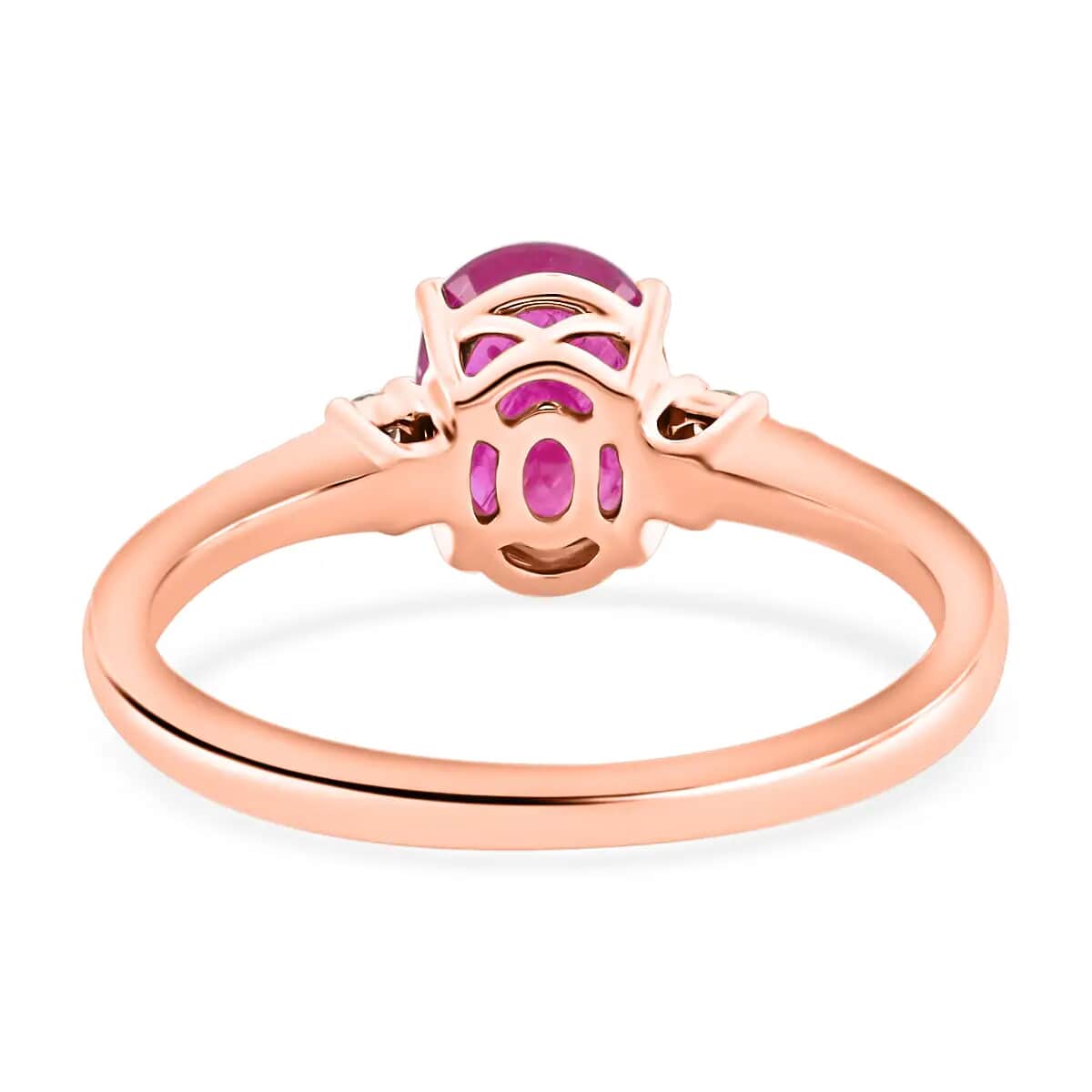 Luxoro AAA Mozambique Ruby Ring, 14K Rose Gold Ring, Diamond Accent Ring, Gold Jewelry 1.60 ctw image number 4
