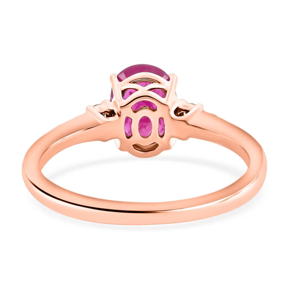 Luxoro AAA Mozambique Ruby and Diamond 1.60 ctw Ring in 14K Rose Gold, Diamond Accent Ring, Gold Jewelry (Size 9.0) image number 4