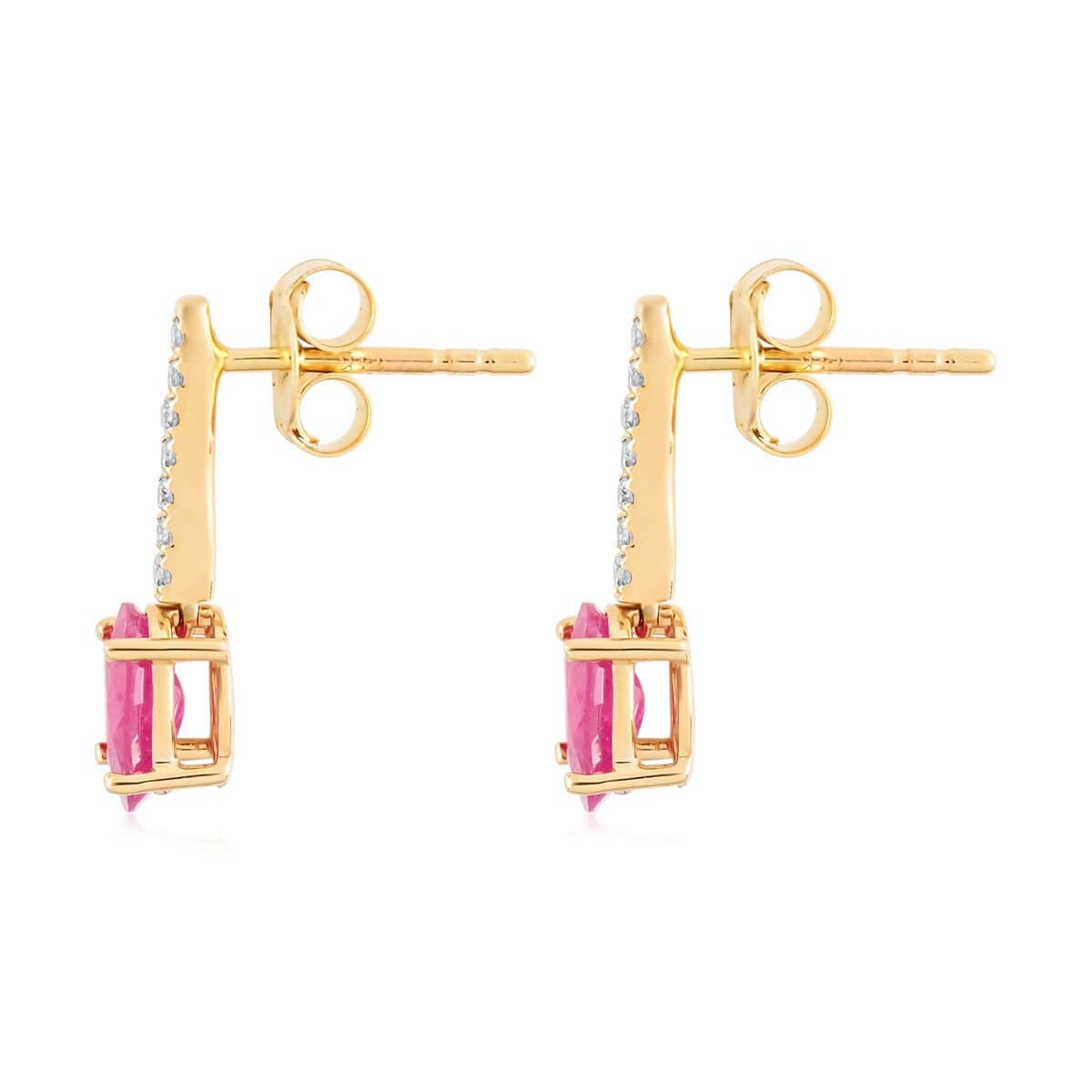 Luxoro 14K Yellow Gold AAA Mozambique Ruby and G-H I2 Diamond Dangle Earrings 2.15 ctw image number 3