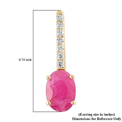 Luxoro 14K Yellow Gold AAA Mozambique Ruby and G-H I2 Diamond Dangle Earrings 2.15 ctw