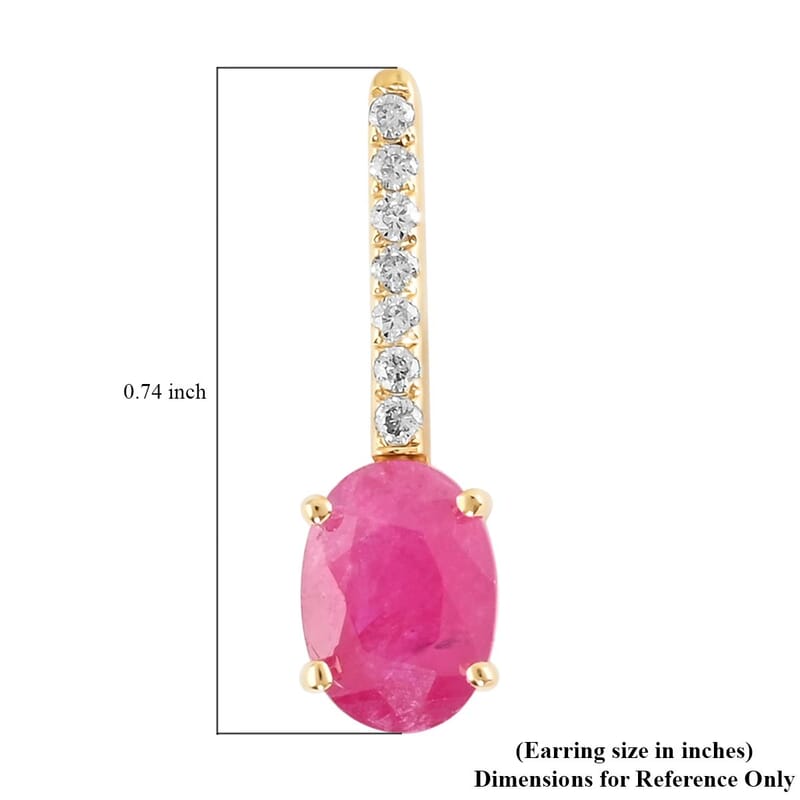 Luxoro 14K Yellow Gold AAA Mozambique Ruby and G-H I2 Diamond Dangle Earrings 2.15 ctw