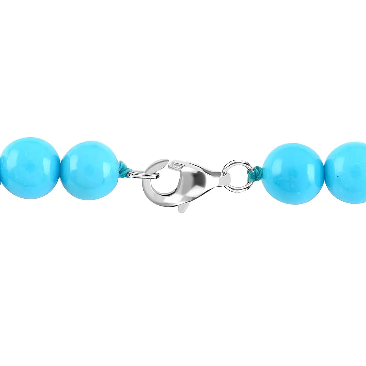 Certified and Appraised AAAA Sleeping Beauty Turquoise 110.00 ctw Necklace, 950 Platinum Necklace, Round Bead Necklace, Single Strand Necklace, Birthday Gifts, 18 Inch Necklace