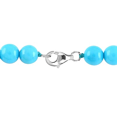 Certified and Appraised AAAA Sleeping Beauty Turquoise 110.00 ctw Necklace, 950 Platinum Necklace, Round Bead Necklace, Single Strand Necklace, Birthday Gifts, 18 Inch Necklace
