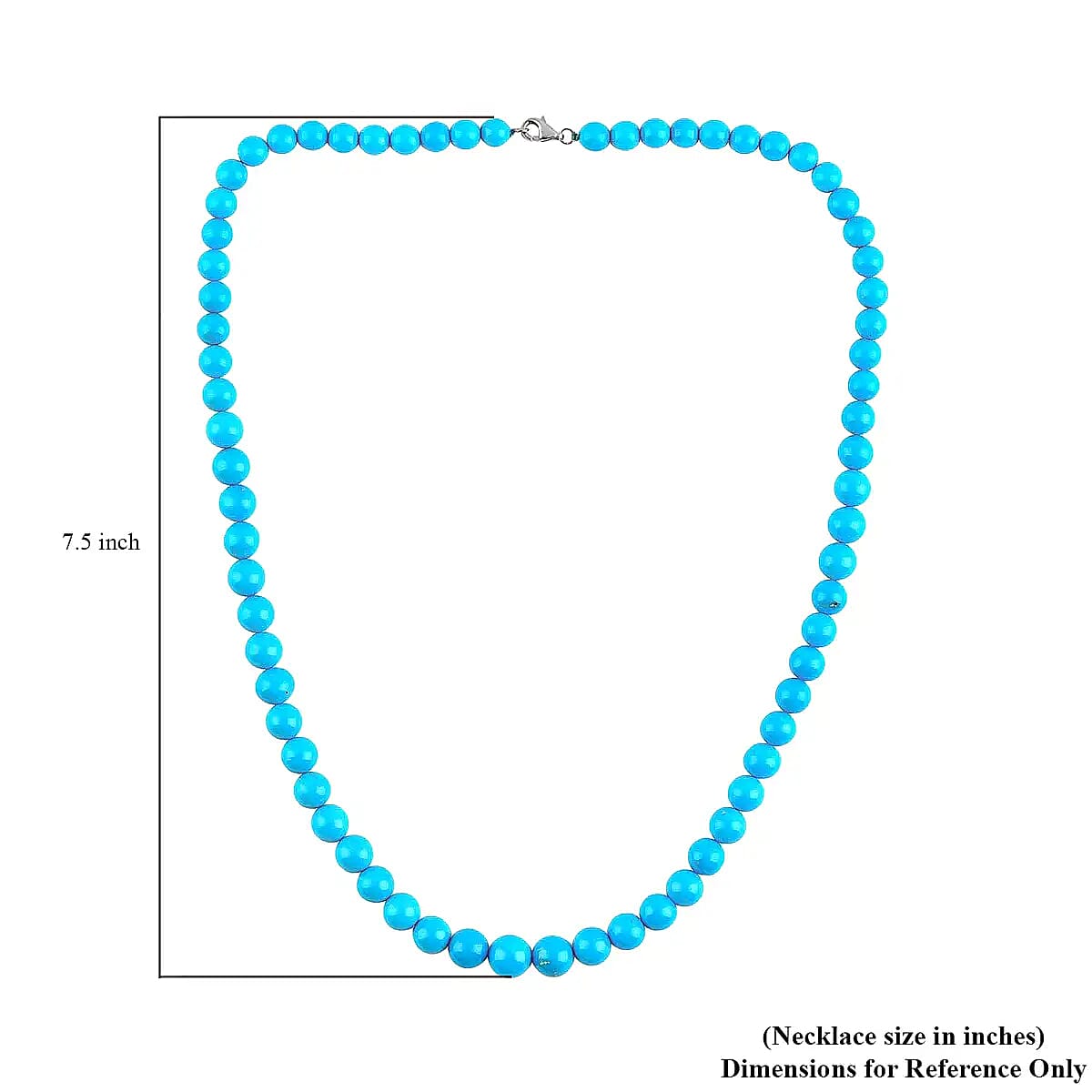 Certified and Appraised AAAA Sleeping Beauty Turquoise 110.00 ctw Necklace, 950 Platinum Necklace, Round Bead Necklace, Single Strand Necklace, Birthday Gifts, 18 Inch Necklace