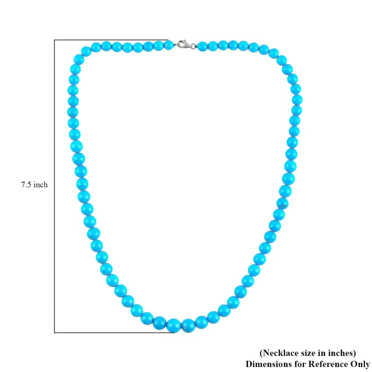 Certified AAAA Sleeping Beauty Turquoise Necklace, 950 Platinum Necklace, Round Bead Necklace, Single Strand Necklace, Birthday Gifts, 18 Inch Necklace 110.00 ctw image number 6