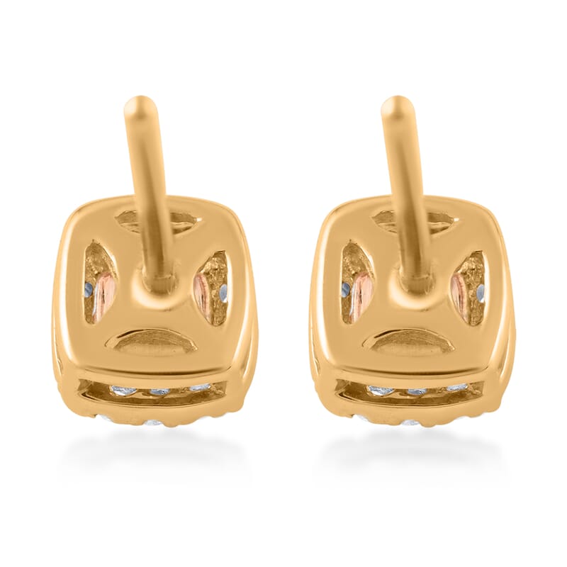 14K Yellow and White Gold Natural Yellow and White Diamond Stud Earrings 0.50 ctw