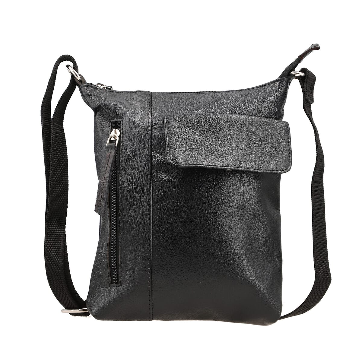 TLV -100% Genuine Leather  Cross body Bag  SIZE: 8(L)x1.5(W)x9.5(H)  inches COLOR: Black image number 0