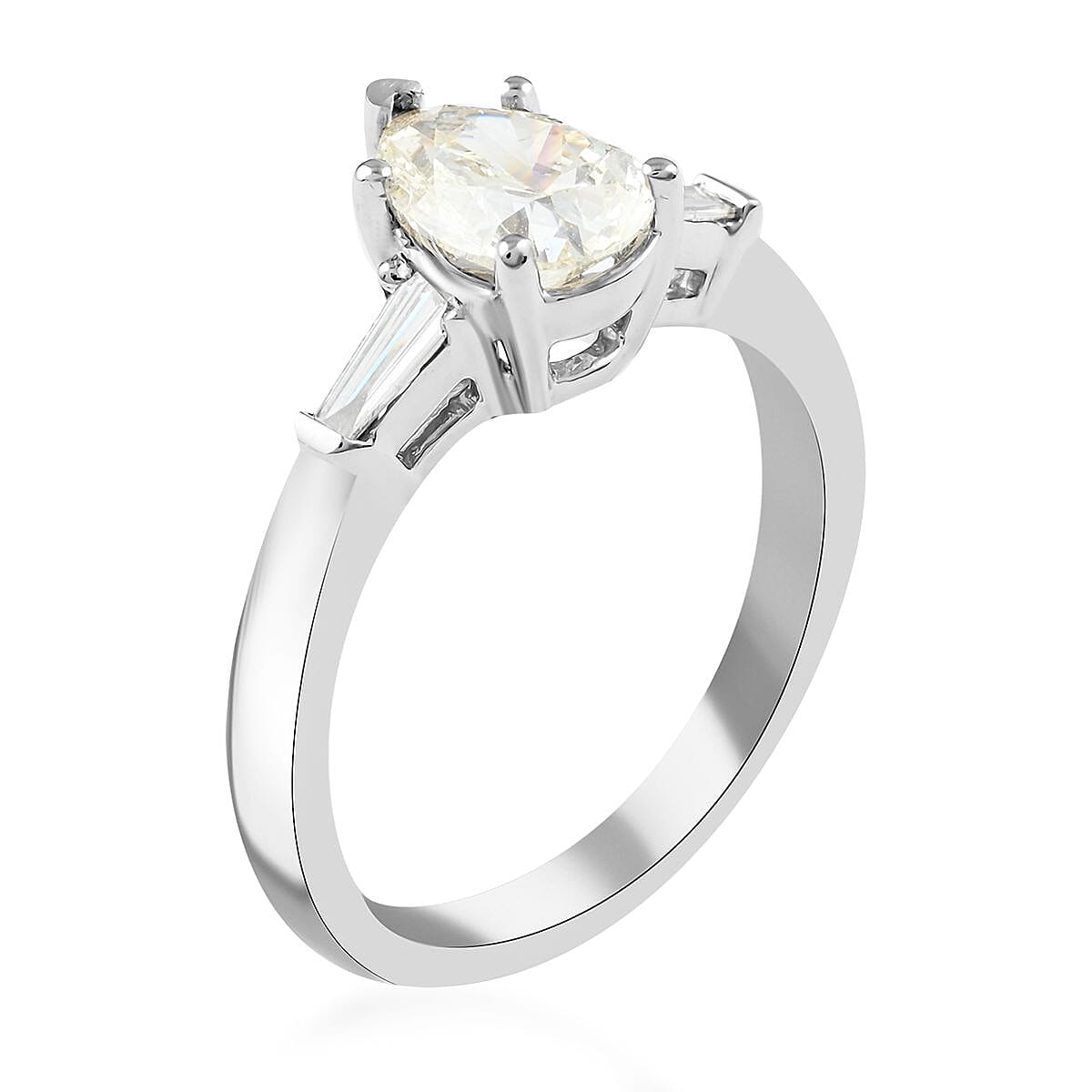 14K White Gold Diamond Trilogy Style Ring (Size 10.0) 1.15 ctw image number 3