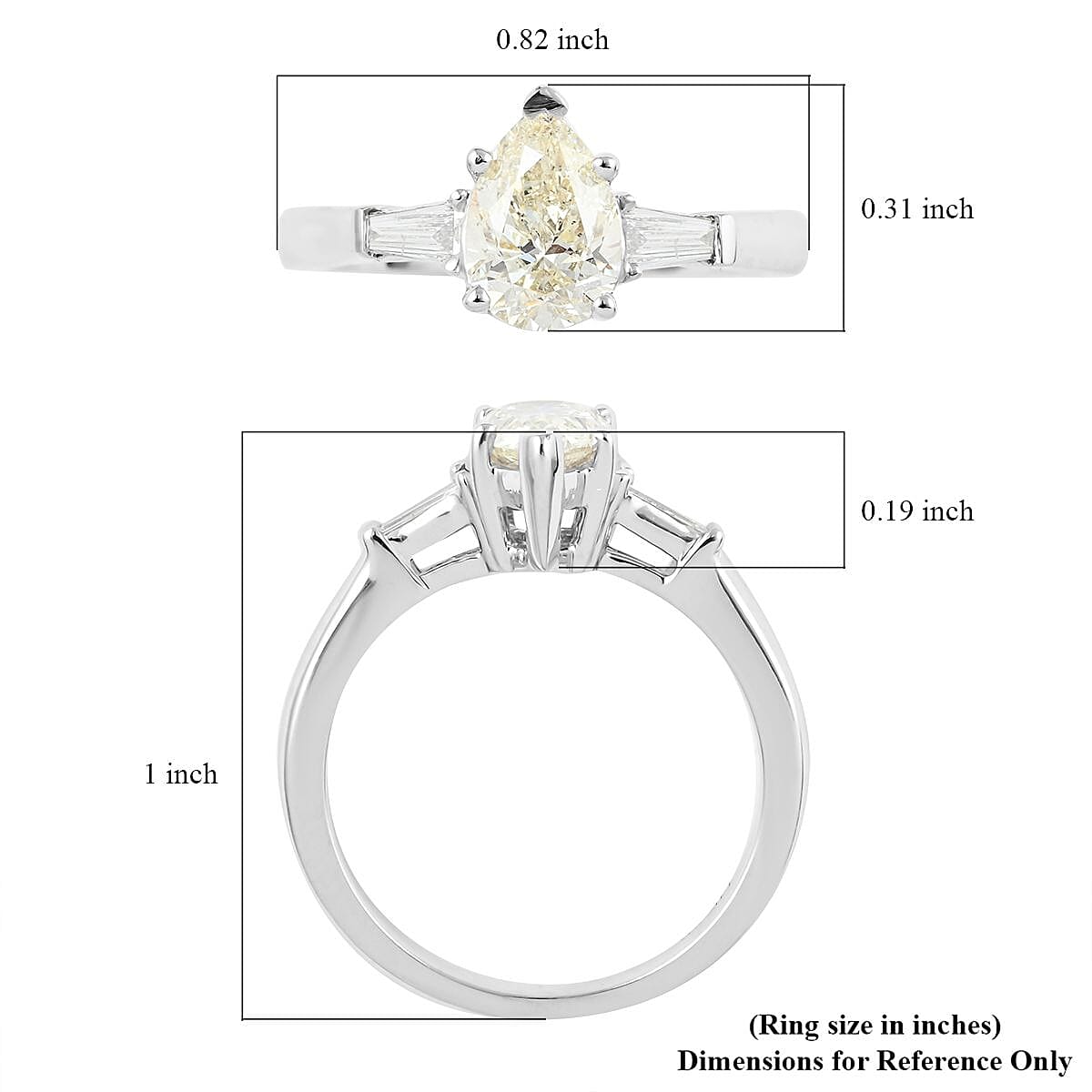 14K White Gold Diamond Trilogy Style Ring (Size 10.0) 1.15 ctw image number 4