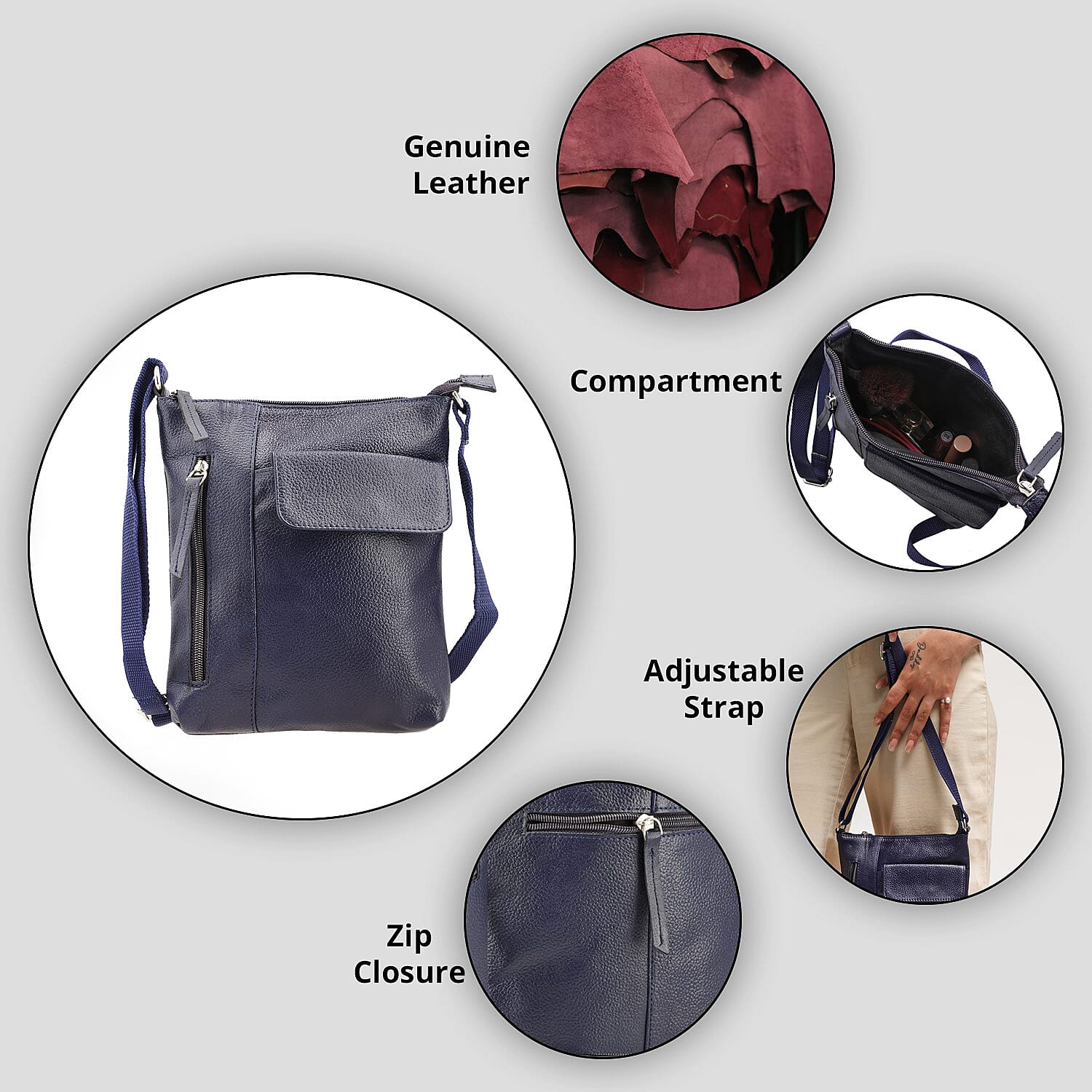 バッグ 2024SS Yoli leather bag charcoal gray L Masami leather handbag - Croco Grey - Carbotti