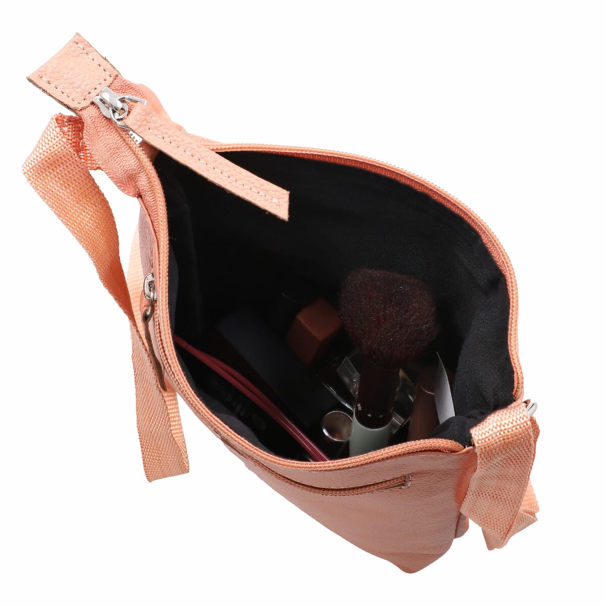 Blush Genuine Leather Crossbody Bag with Multiple Pockets image number 5