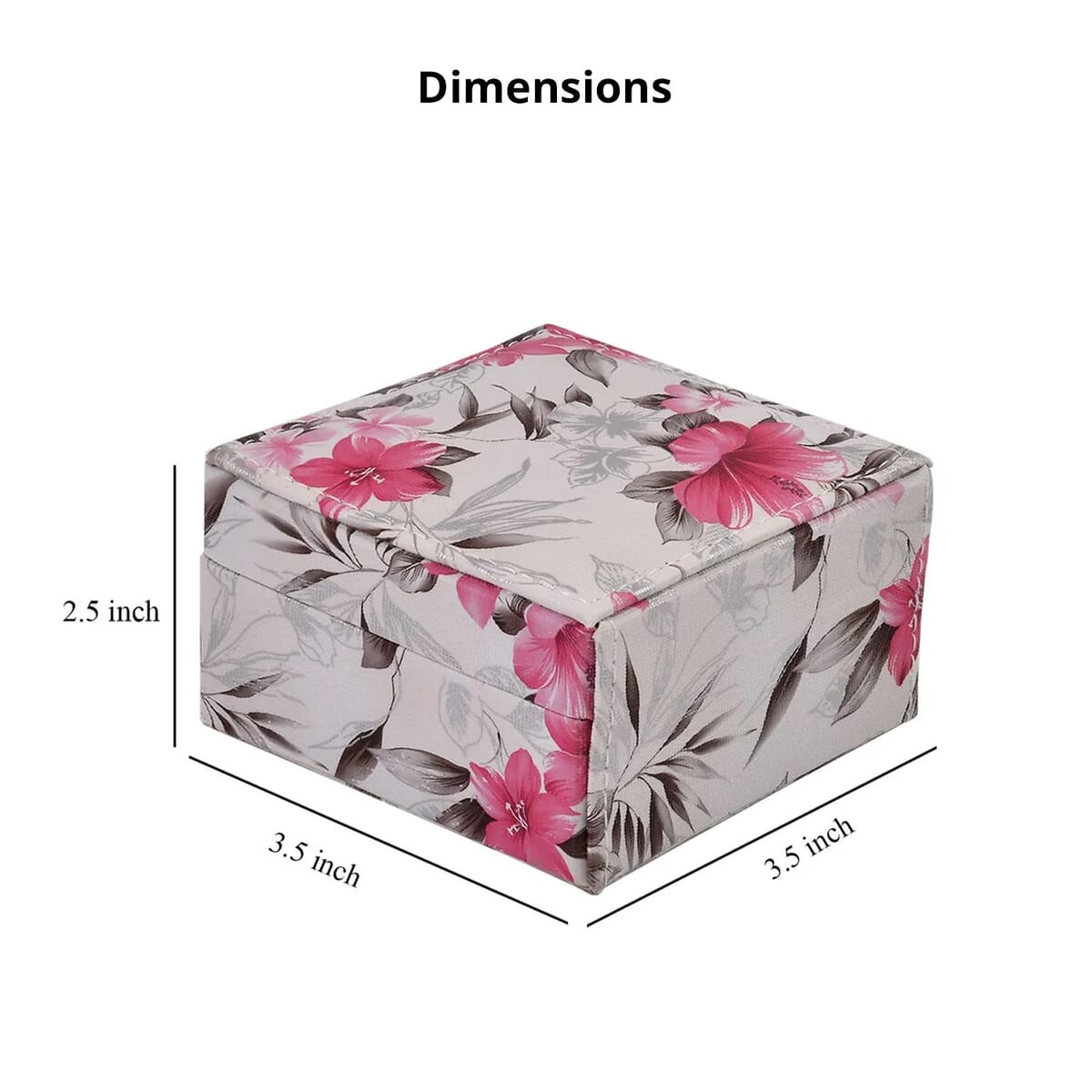 Cream Flower Pattern Faux Leather Small Jewelry Box image number 4