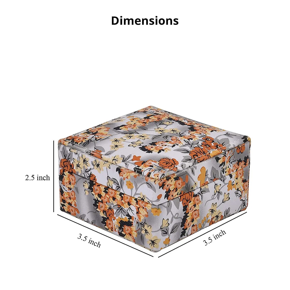 Yellow Flower Pattern Faux Leather Small Jewelry Box image number 4