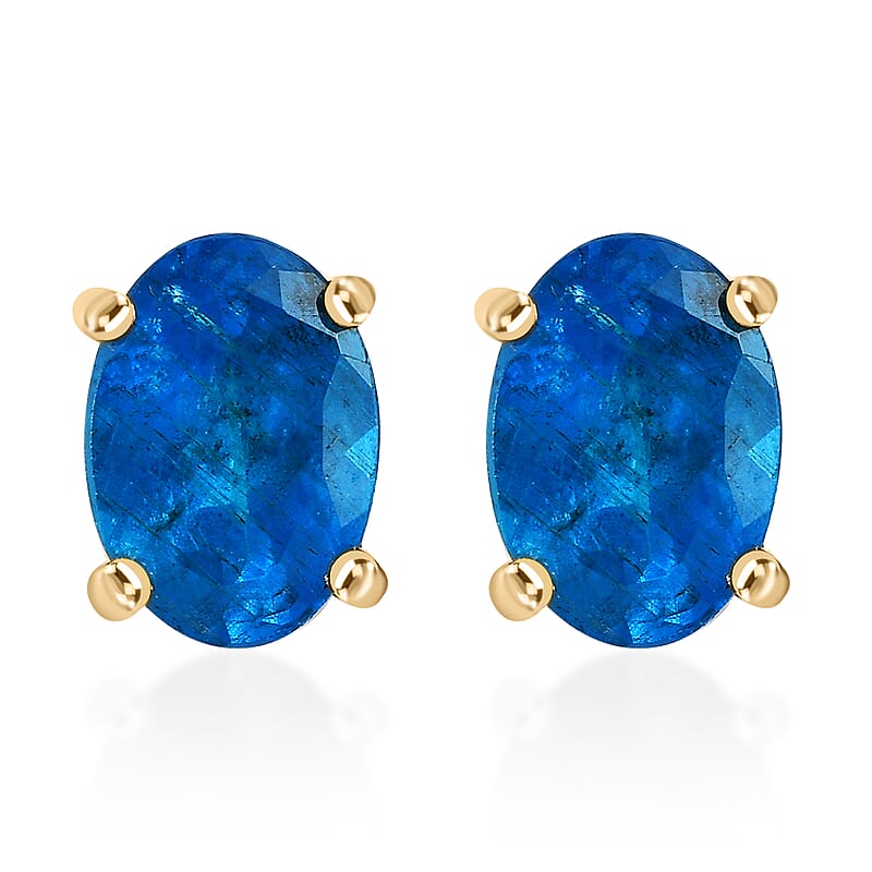 Luxoro 10K Yellow Gold AA Malgache Neon Apatite Earrings 1.60 ctw