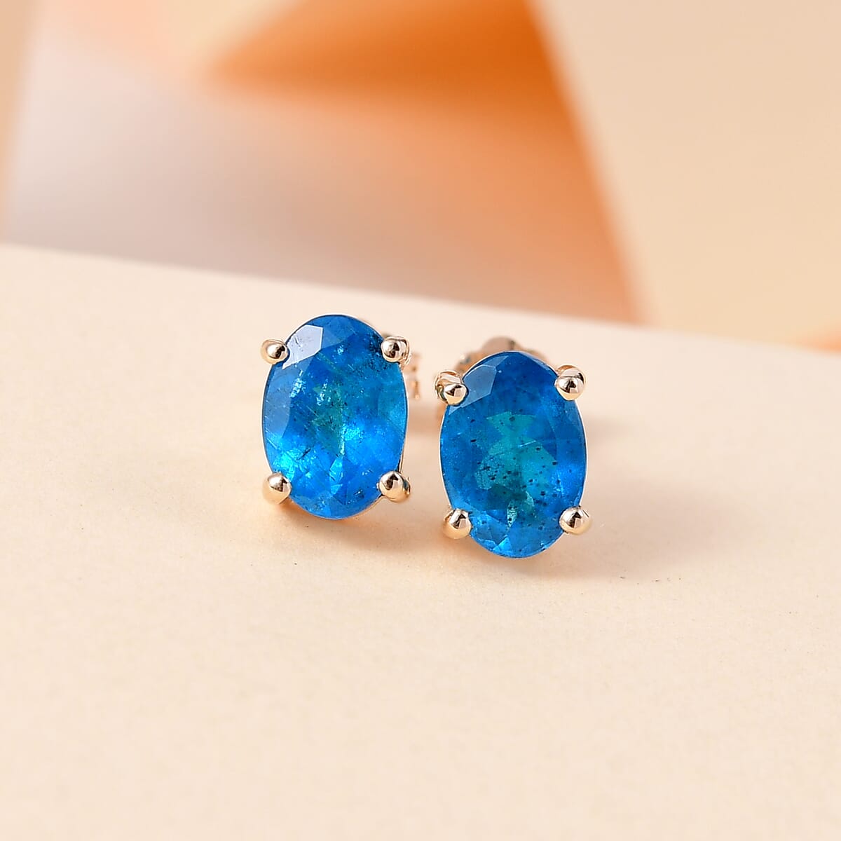 Luxoro 10K Yellow Gold AA Malgache Neon Apatite Earrings 1.60 ctw image number 1