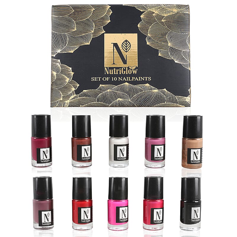 Nutriglow Set of 10 Nail Polishes (10 ml)