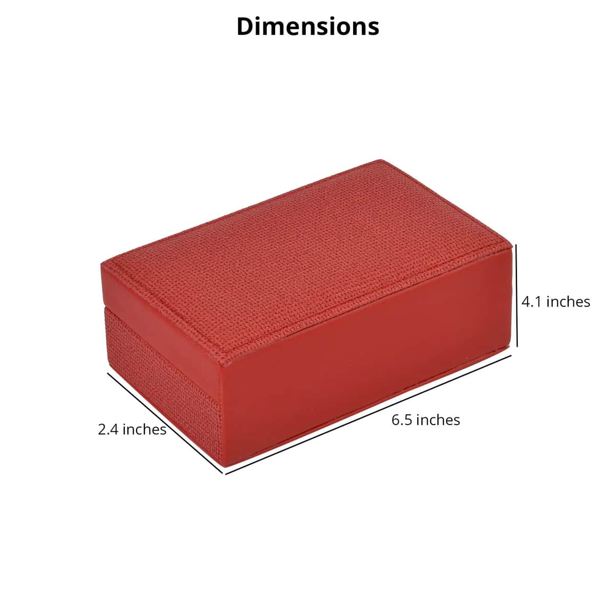 Red Woven Embossed Faux Leather Jewelry box with Mirror and Lock (6.5"x4.1"x2.4") image number 4