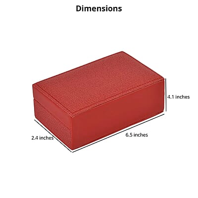 Red Woven Embossed Faux Leather Jewelry box with Mirror and Lock