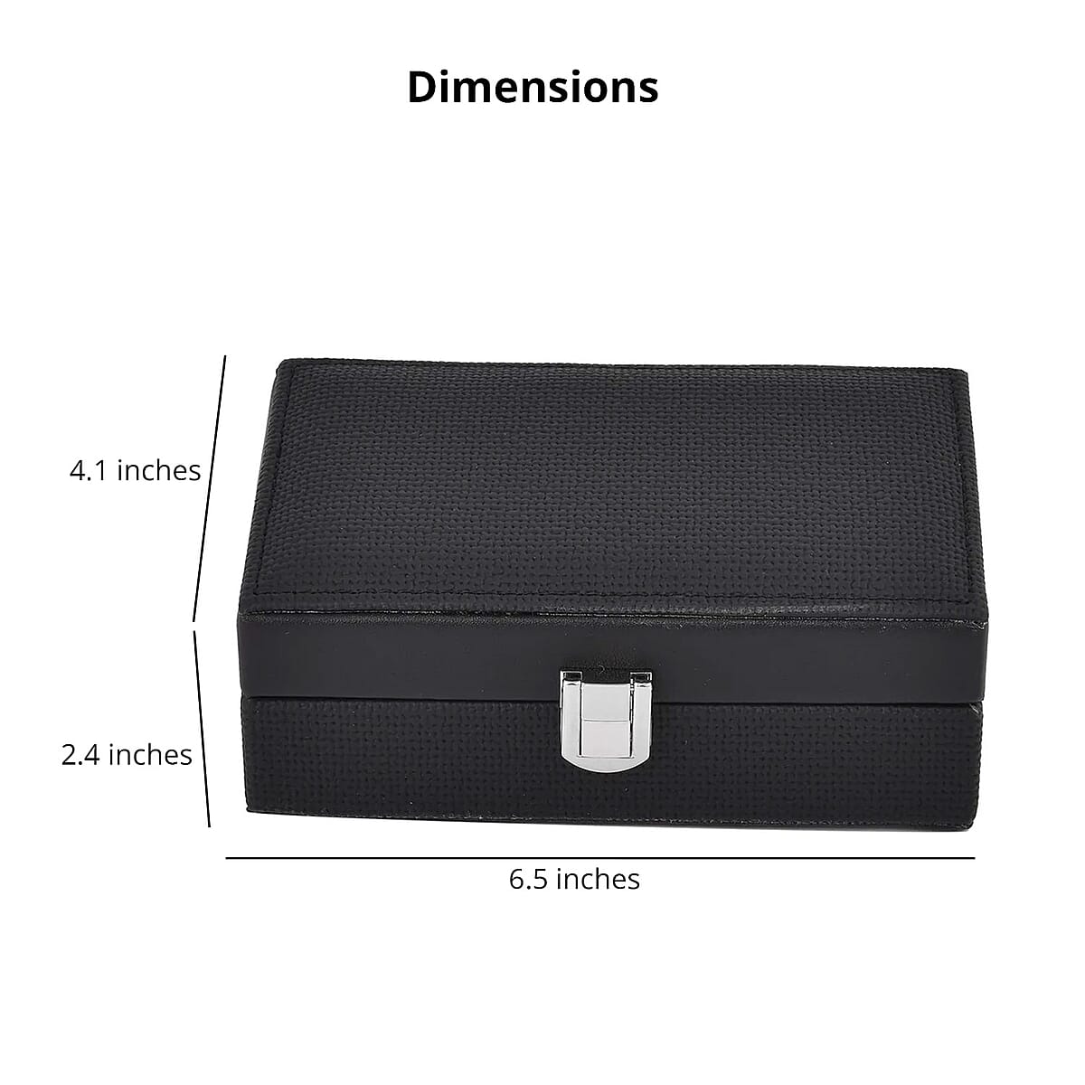 Black Woven Embossed Faux Leather Jewelry box with Mirror and Lock image number 4