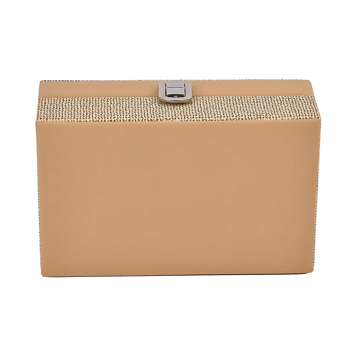 Cream Woven Embossed Faux Leather Jewelry box with Mirror and Lock image number 5