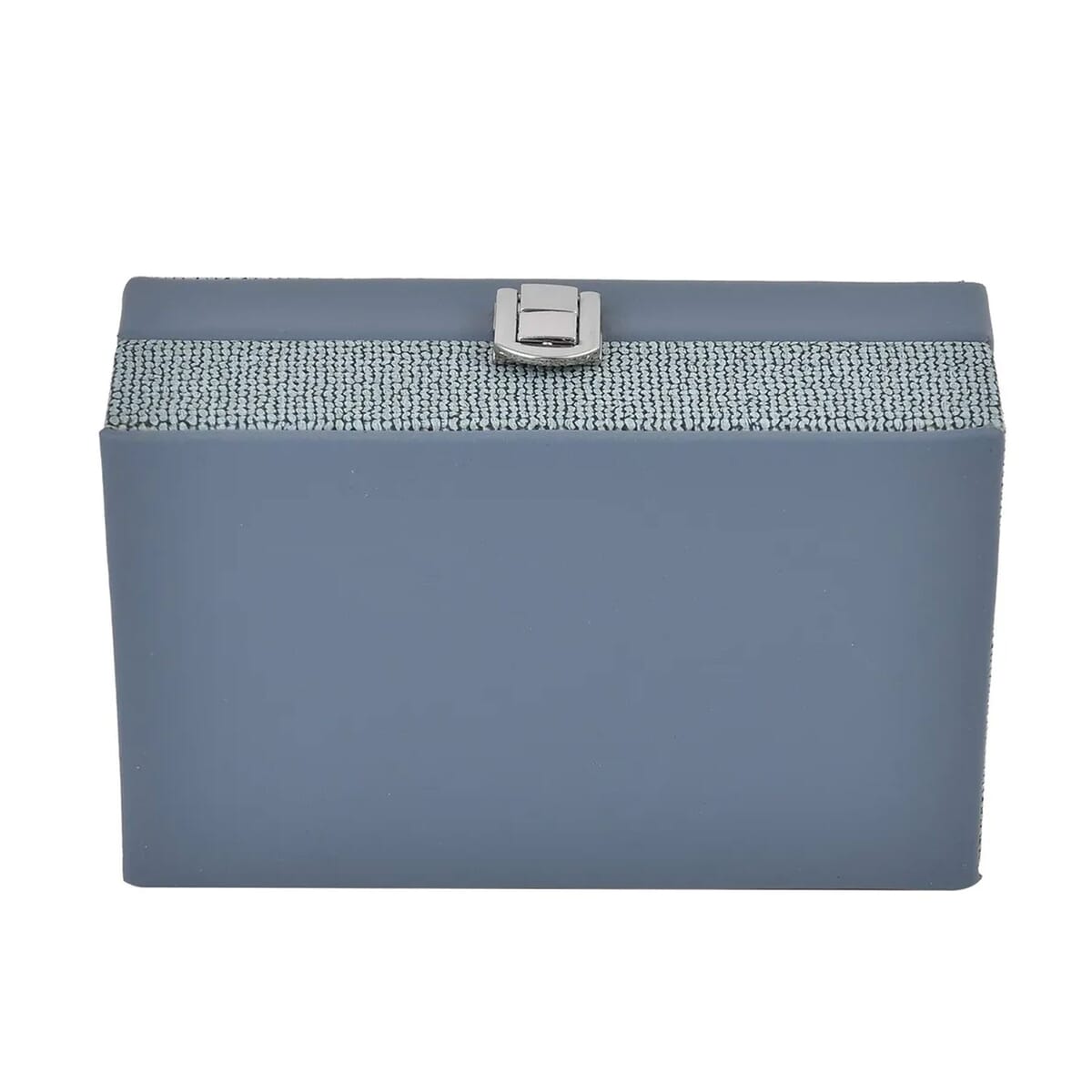 Turquoise Blue Woven Embossed Faux Leather Jewelry box with Mirror and Lock image number 5