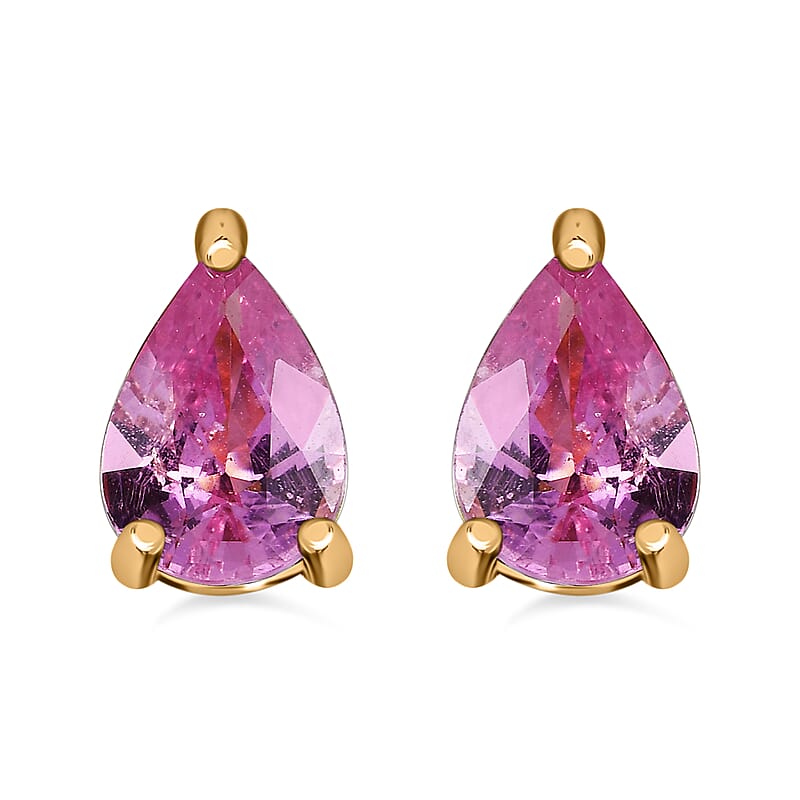 Luxoro 10K Yellow Gold AA Madagascar Pink Sapphire Earrings 1.60 ctw