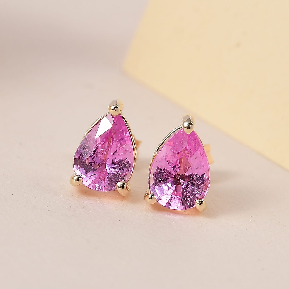 Luxoro 10K Yellow Gold AA Madagascar Pink Sapphire Earrings 1.60 ctw image number 1