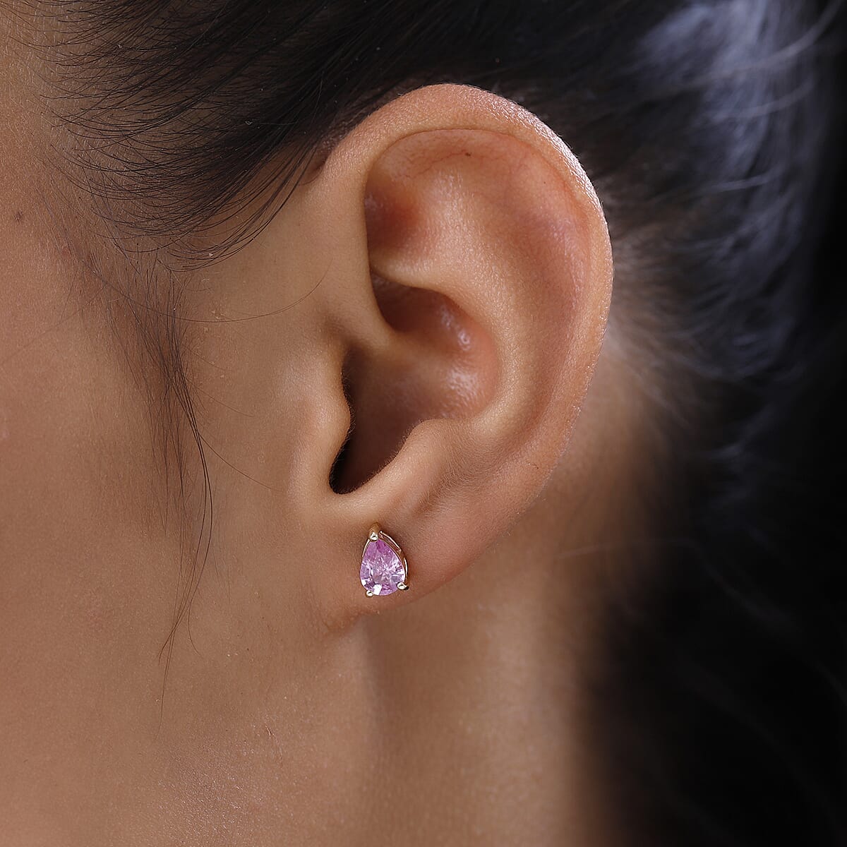 Luxoro 10K Yellow Gold AA Madagascar Pink Sapphire Earrings 1.60 ctw image number 2