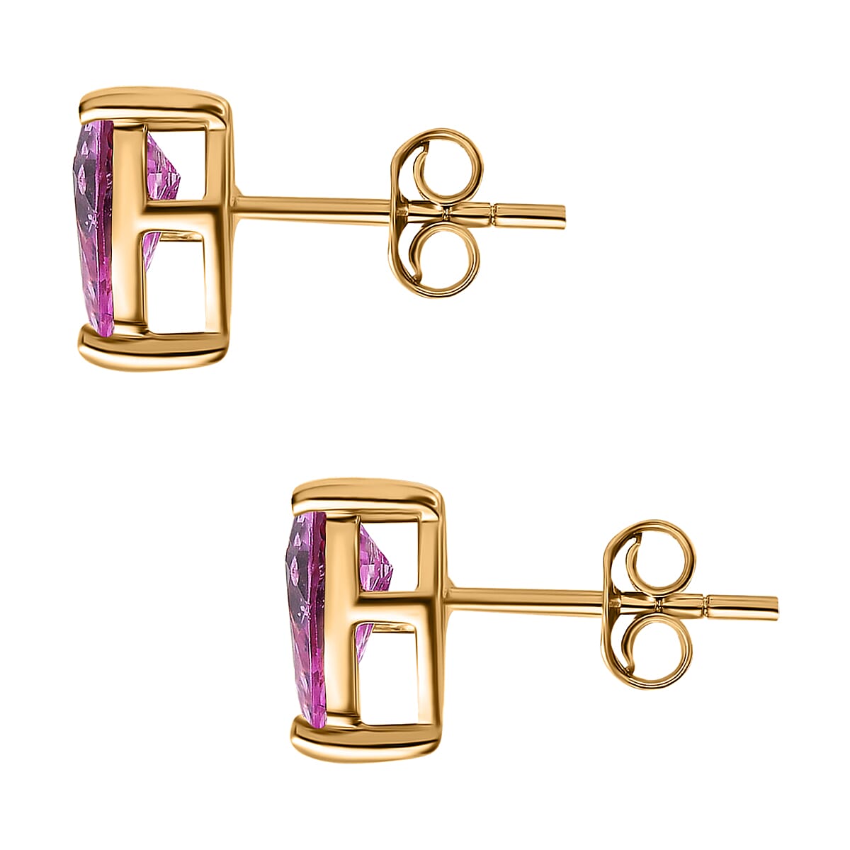 Luxoro 10K Yellow Gold AA Madagascar Pink Sapphire Earrings 1.60 ctw image number 3