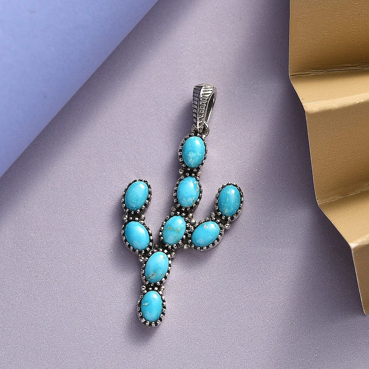 Artisan Crafted Blue Ridge Turquoise Pendant in Sterling Silver 4.50 ctw image number 1