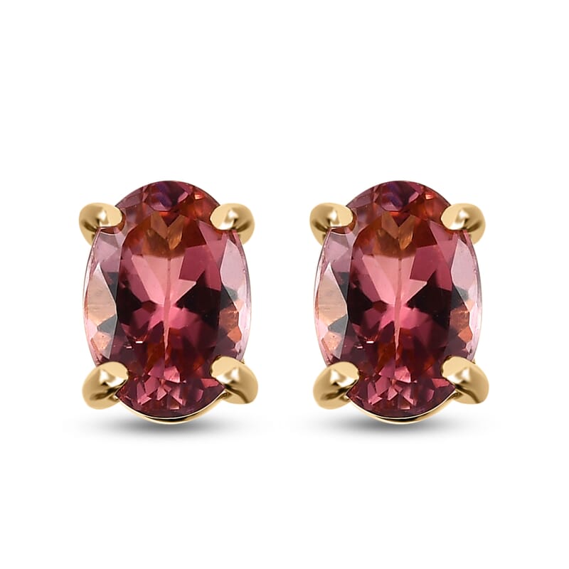 Luxoro 10K Yellow Gold Premium Morro Redondo Pink Tourmaline Stud Earrings 1.40 ctw