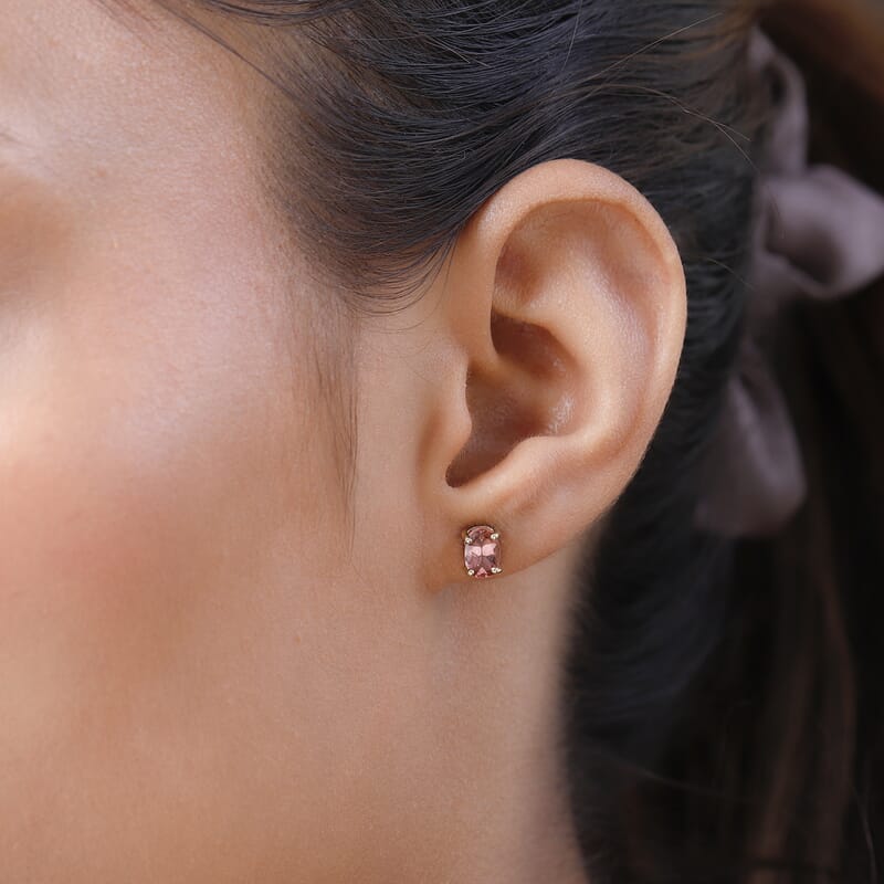 Luxoro 10K Yellow Gold Premium Morro Redondo Pink Tourmaline Stud Earrings 1.40 ctw