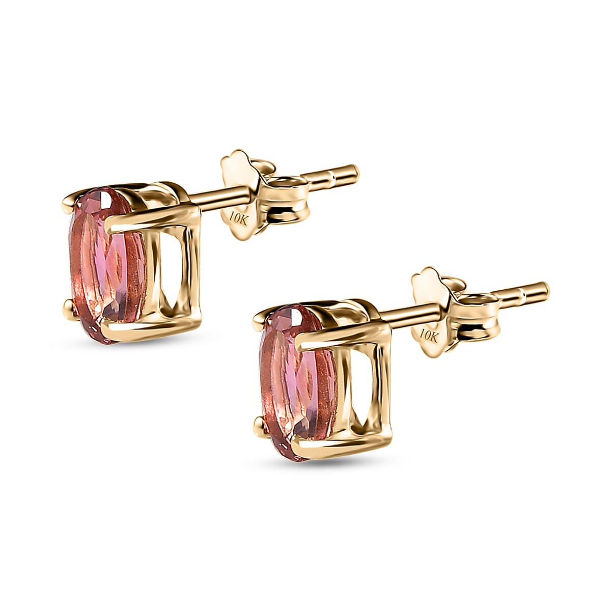 Luxoro 10K Yellow Gold Premium Morro Redondo Pink Tourmaline Stud Earrings 1.40 ctw