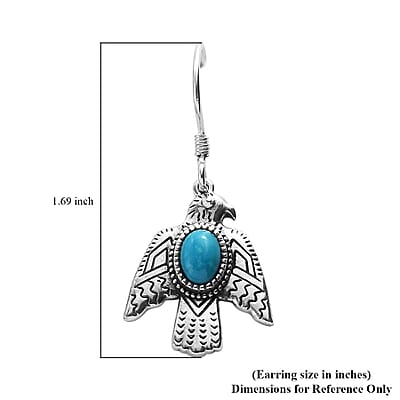 Artisan Crafted Blue ridge Turquoise Eagle Earrings in Sterling Silver 1.75 ctw