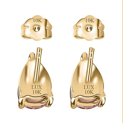 Luxoro 10K Yellow Gold Premium Morro Redondo Pink Tourmaline Stud Earrings 1.25 ctw