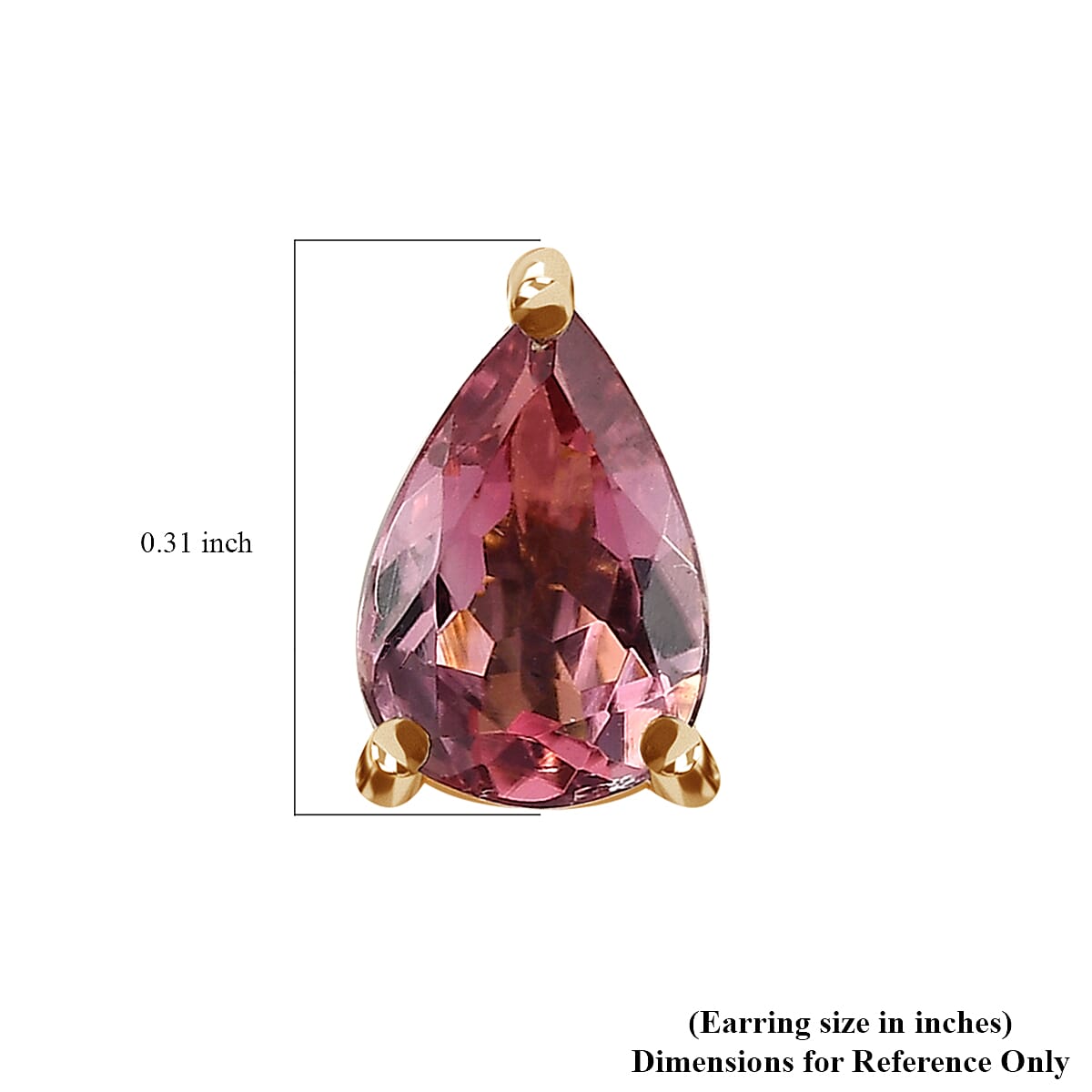 Luxoro 10K Yellow Gold Premium Morro Redondo Pink Tourmaline Stud Earrings 1.25 ctw