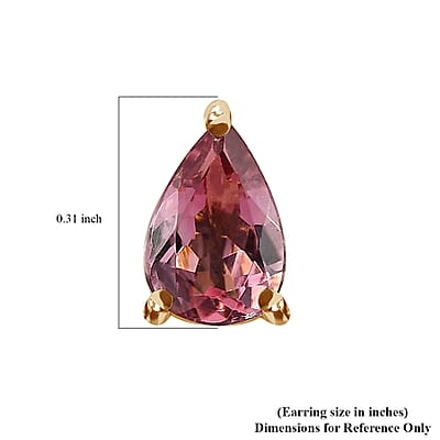 Luxoro 10K Yellow Gold Premium Morro Redondo Pink Tourmaline Stud Earrings 1.25 ctw