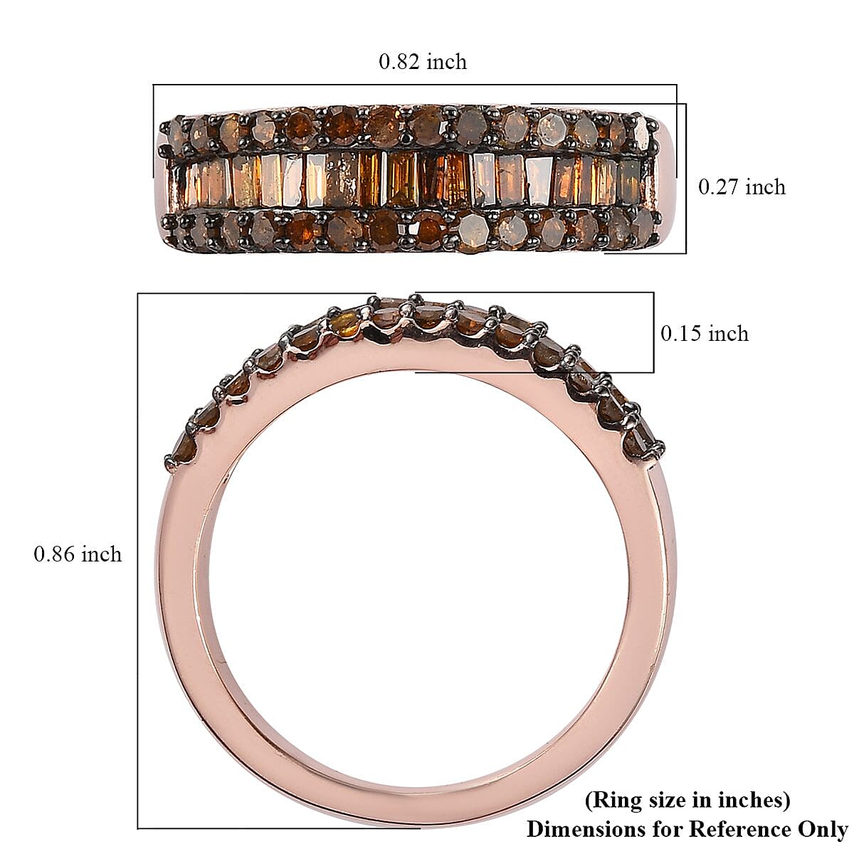 Red Diamond Band Ring in Rhodium & Vermeil Rose Gold Over Sterling Silver 1.00 ctw image number 5