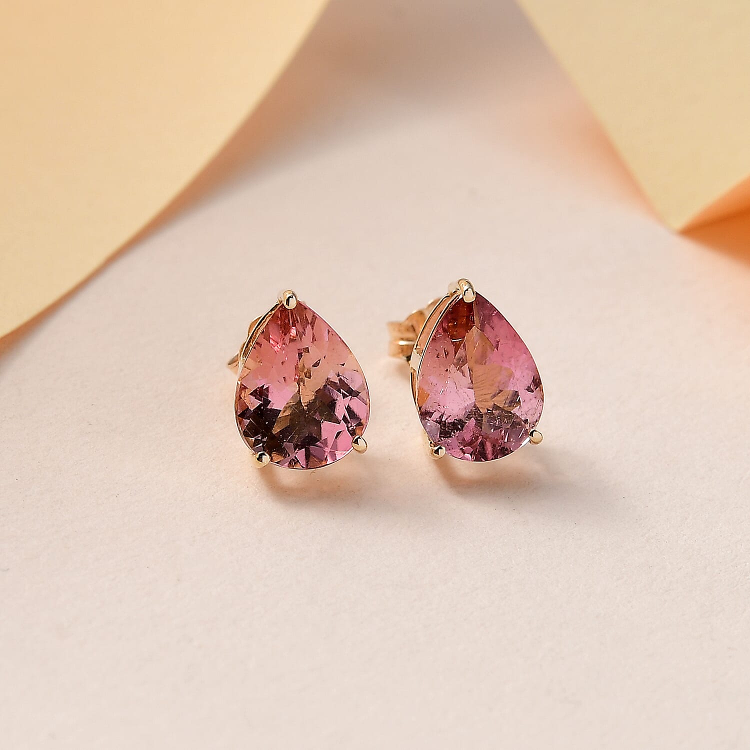 Luxoro 10K Yellow Gold AA Morro Redondo Pink Tourmaline Solitaire Stud Earrings 2.00 ctw