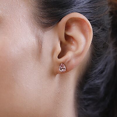 Luxoro 10K Yellow Gold AA Morro Redondo Pink Tourmaline Solitaire Stud Earrings 2.00 ctw