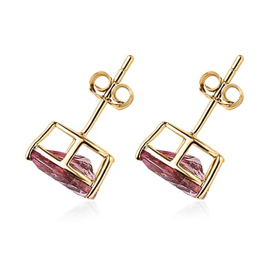 Luxoro 10K Yellow Gold AA Morro Redondo Pink Tourmaline Solitaire Stud Earrings 2.00 ctw