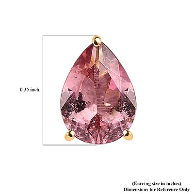 Luxoro 10K Yellow Gold AA Morro Redondo Pink Tourmaline Solitaire Stud Earrings 2.00 ctw