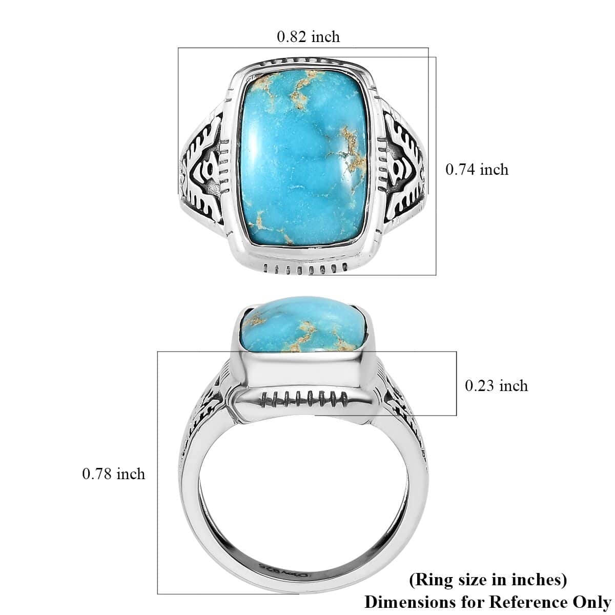 NEW ARTISAN CRAFTED AMERICAN NATURAL BLUE RIDGE TURQUOISE good RING STERLING SILVER 7