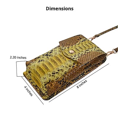 The Grand Pelle Handcrafted Genuine Python Leather Yellow Color Crossbody Wallet