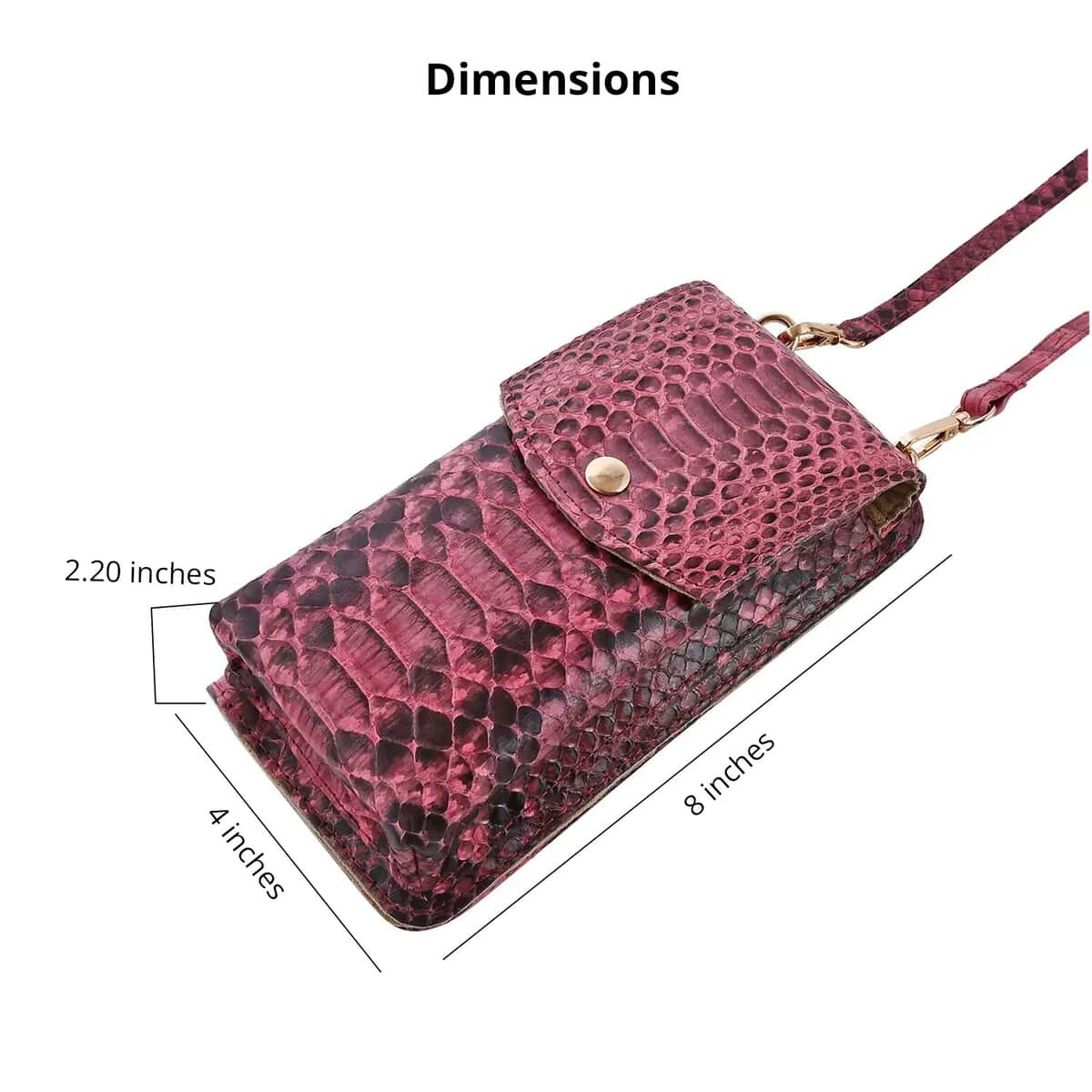 Doorbuster The Grand Pelle Handcrafted Genuine Python Leather Pink Color Crossbody Wallet image number 6