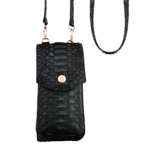 Doorbuster The Grand Pelle Handcrafted Genuine Python Leather Black Color Crossbody Wallet