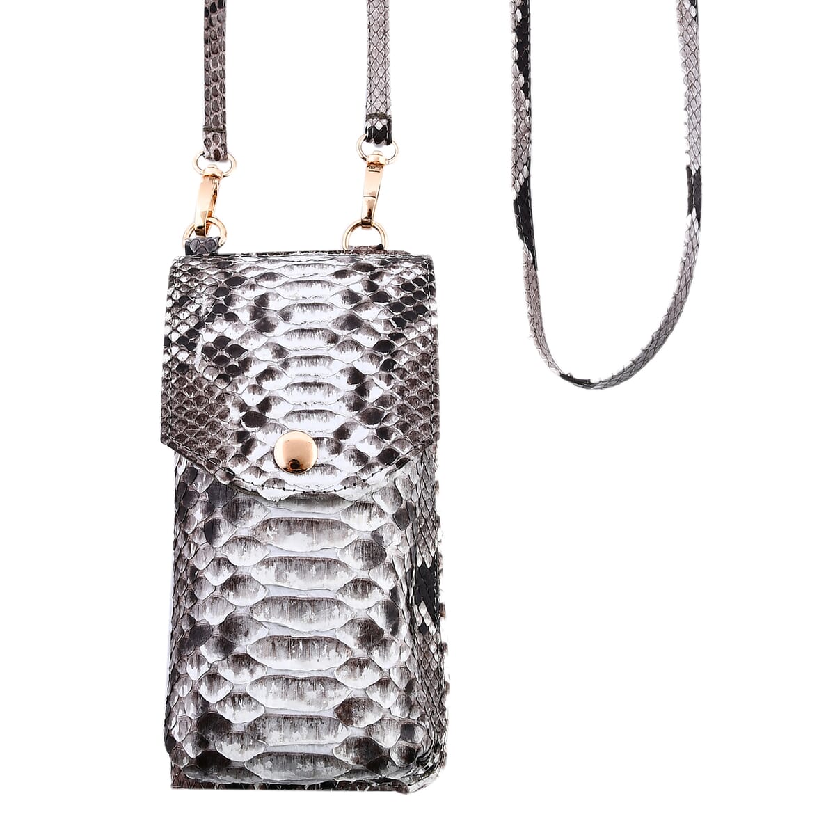 The Grand Pelle Handcrafted Genuine Python Leather Nature Color Crossbody Wallet image number 0