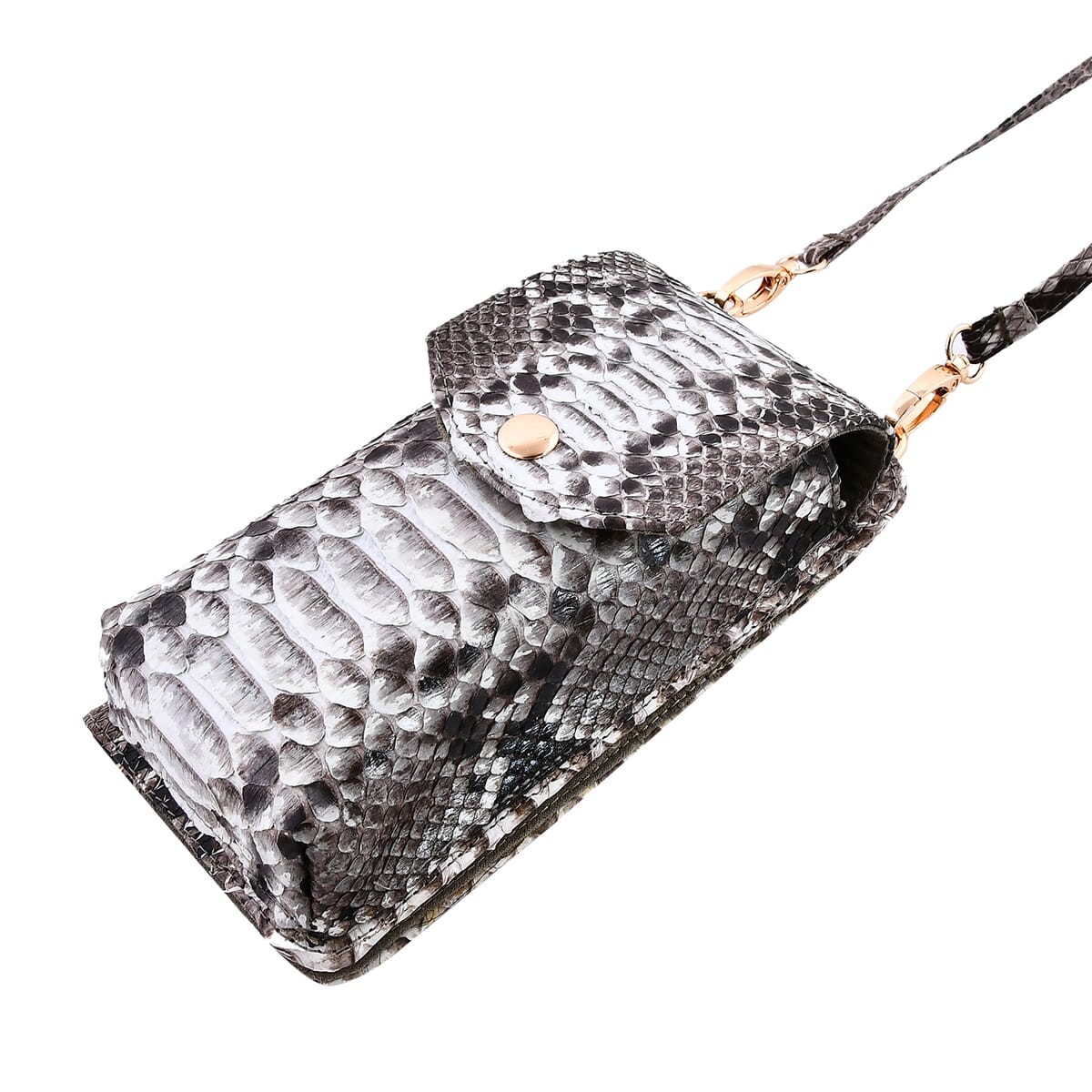 The Grand Pelle Handcrafted Genuine Python Leather Nature Color Crossbody Wallet image number 4